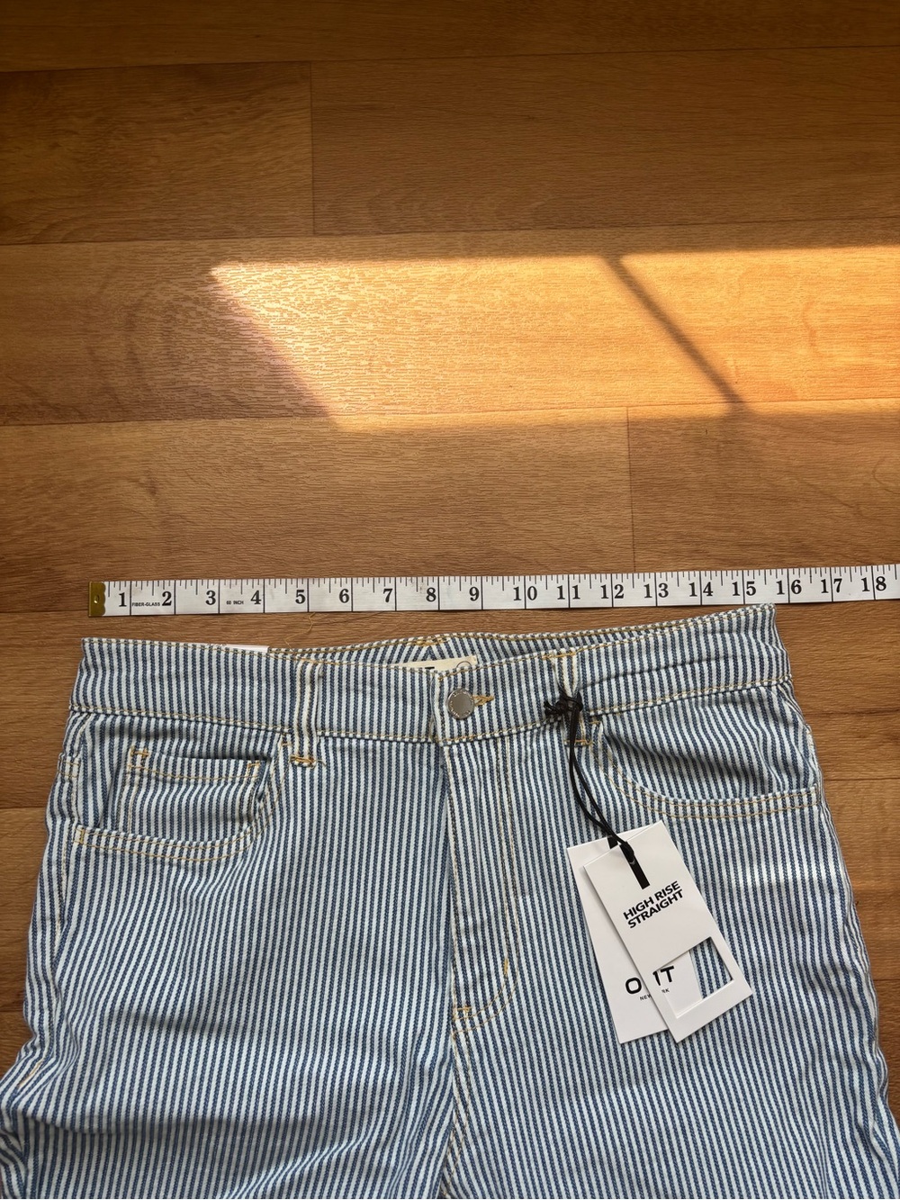 Oat New York Straight-Leg Jeans in Blue & White Stripes - Picture 8 of 12
